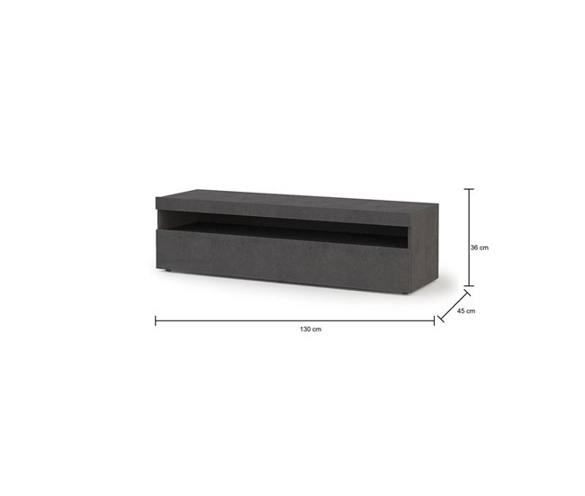 Conforama Ddunca Mueble TV Aparador Bajo De Salón Con 1 Puerta Base Para Mueble TV 100% Made In Italy 130x45h36 Cm Pizarra