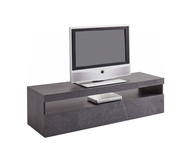 Conforama Ddunca Mueble TV Aparador Bajo De Salón Con 1 Puerta Base Para Mueble TV 100% Made In Italy 130x45h36 Cm Pizarra