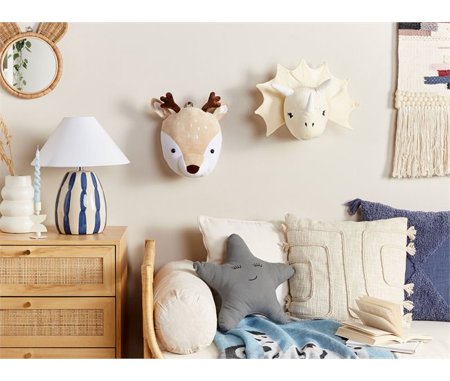 Conforama Decoración De Pared De Algodón Beige/blanco/marrón 23 X 30 Cm BAMBI