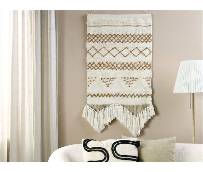 Conforama Decoración De Pared De Algodón Beige Claro/marrón Claro 60 X 83 Cm BAZDAN