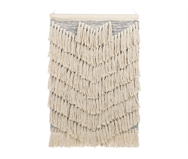 Conforama Decoración de pared de algodón beige/gris 60 x 90 cm KOTRA