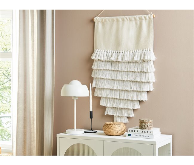 Conforama Decoración De Pared De Algodón Blanco Crema 60 X 90 Cm THUL