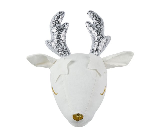 Conforama Decoración de pared de algodón blanco crema/plateado/dorado 20 x 29 cm SUZY