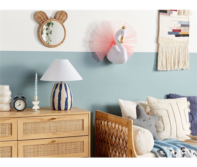 Conforama Decoración De Pared De Algodón Blanco Crema/rosa/dorado 22 X 32 Cm ODETTA