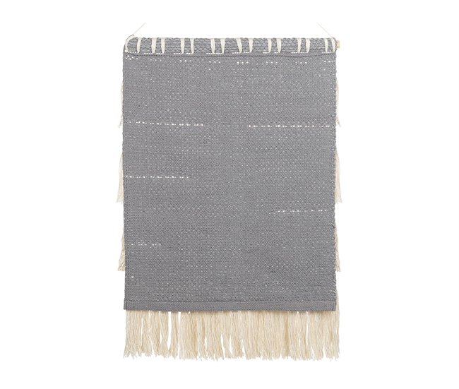 Conforama Decoración De Pared De Algodón Gris Oscuro/beige 60 X 90 Cm MAHRI