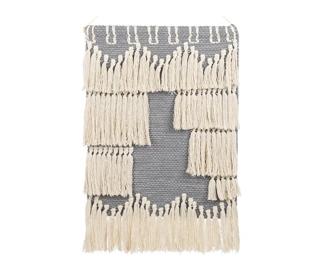 Conforama Decoración de pared de algodón gris oscuro/beige 60 x 90 cm MAHRI