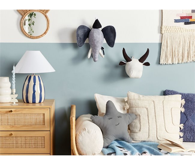 Conforama Decoración De Pared De Fieltro/algodón Blanco Crema/marrón 22 X 24 Cm GEOFFREY