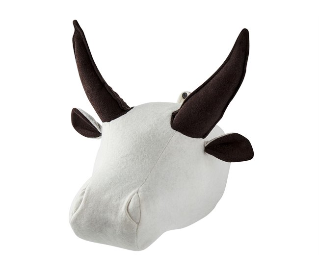 Conforama Decoración De Pared De Fieltro/algodón Blanco Crema/marrón 22 X 24 Cm GEOFFREY