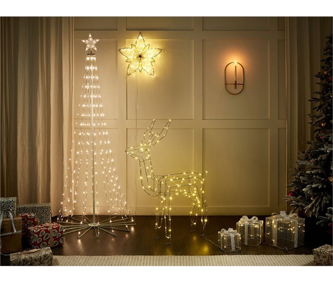Conforama Decoración LED Ciervo Plateado 117 Cm LAUGAR