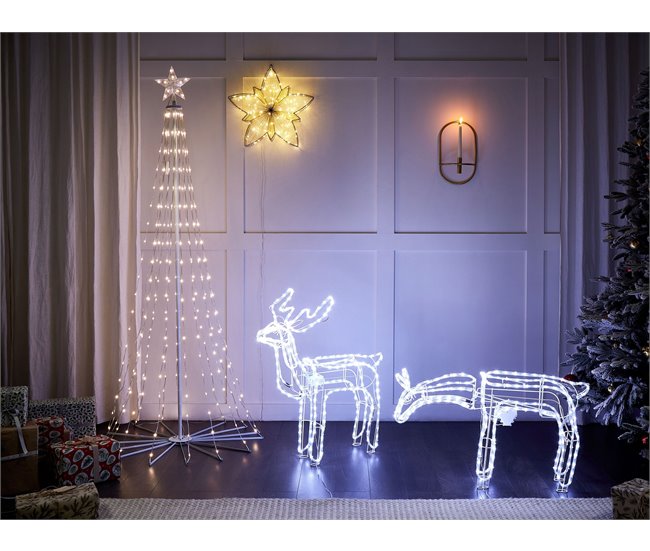 Conforama Decoración LED Corzo Animado 53 Cm Blanco KRISTNES