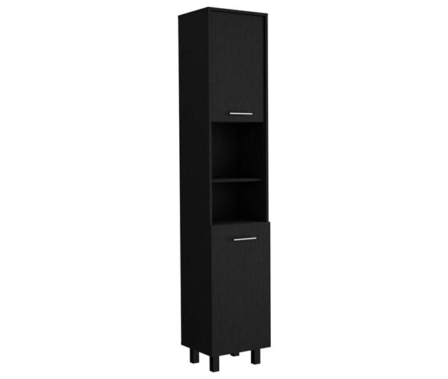 Conforama Despensa de cocina Hobart en melamina con 2 puertas y 5 estantes Negro 202 X 40 X 34.5 cm