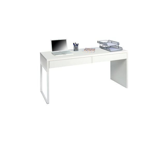Conforama Dfattor Escritorio Escritorio De Oficina Reversible Multifuncional Mesa De Estudio Para PC Con 2 Cajones 138x50h75 Cm Blanco