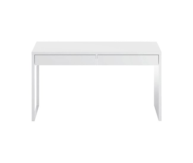 Conforama Dfattor Escritorio Escritorio de oficina reversible multifuncional mesa de estudio para PC con 2 cajones 138x50h75 cm Blanco