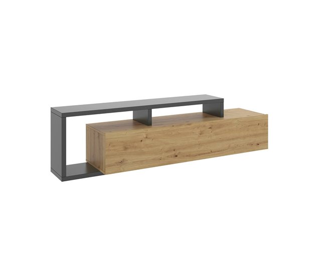 Conforama Dgodign Mueble TV Aparador bajo de salón Aparador de salón para televisión 165x40h47 cm Roble Nodi y Antracita