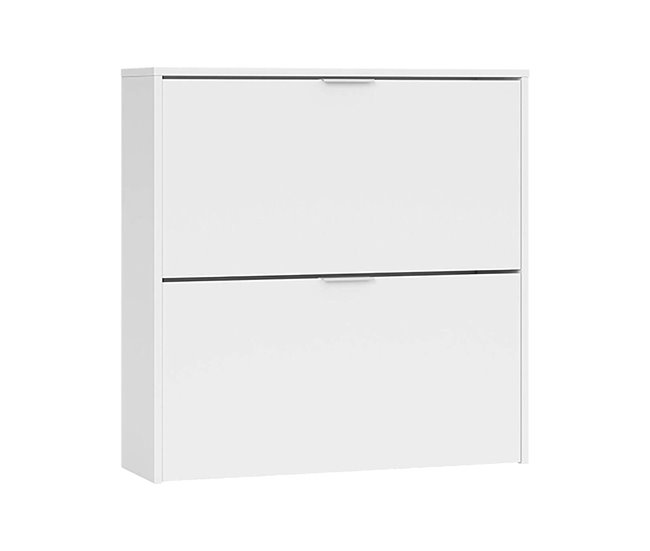 Conforama Dighina zapatero Zapatero con 2 puertas plegables Zapatero de entrada baja Mueble bajo 75x22h76 cm Blanco