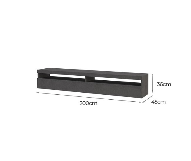 Conforama Dkraj Mueble TV Aparador Bajo De Salón Con 2 Puertas Base Para Mueble De Televisión 100% Made In Italy 200x45h36 Cm Pizarra