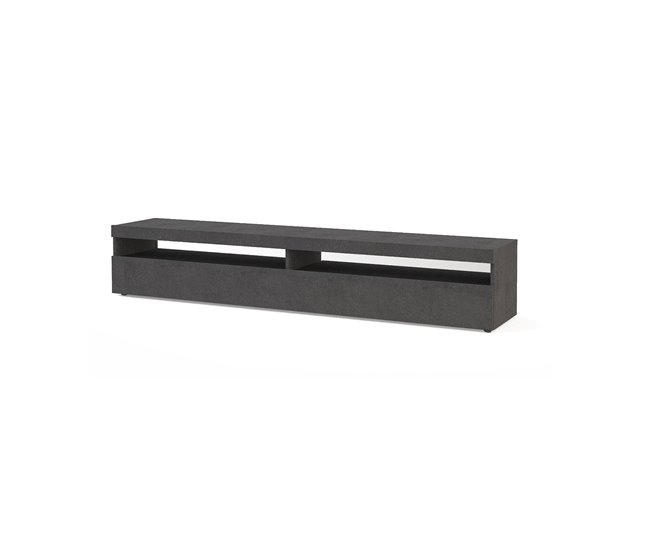 Conforama Dkraj Mueble TV Aparador bajo de salón con 2 puertas Base para mueble TV 100% Made in Italy 200x45h36 cm Pizarra con luz LED