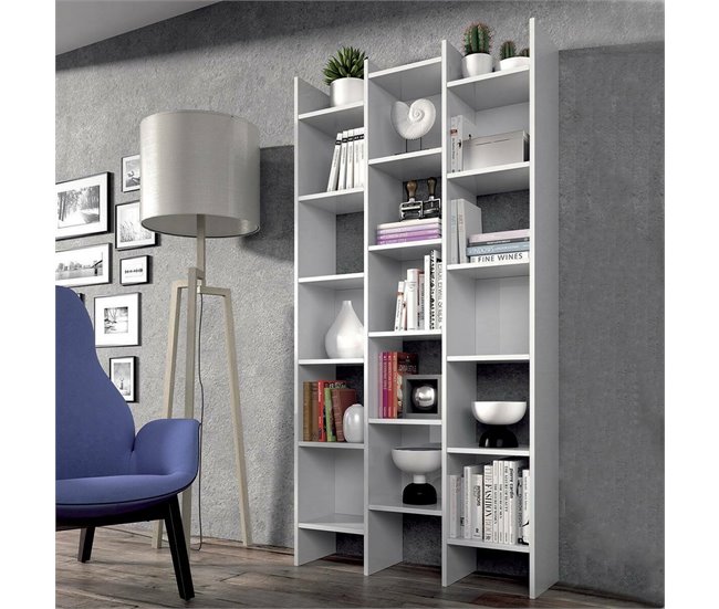 Conforama Dmanis Librería Librería Con 18 Estantes Estante Con Compartimentos Cuadrados Estante De Oficina Moderno 96x29h192 Cm Blanco