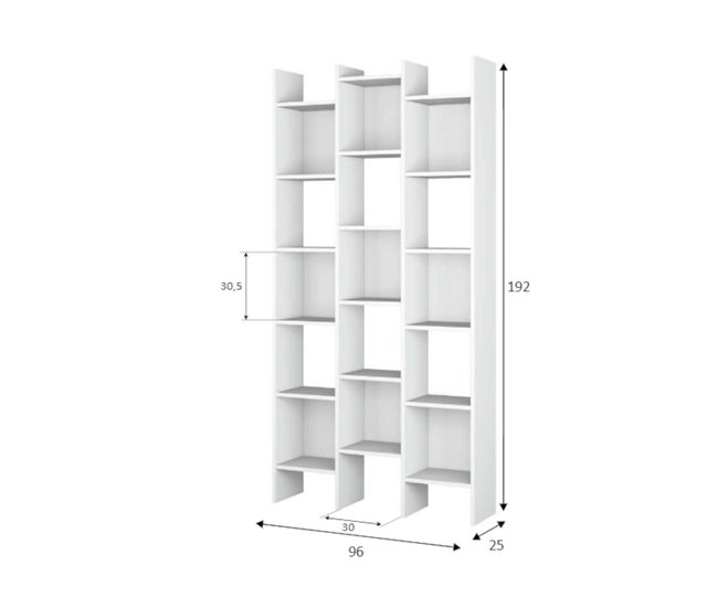 Conforama Dmanis Librería Librería Con 18 Estantes Estante Con Compartimentos Cuadrados Estante De Oficina Moderno 96x29h192 Cm Blanco