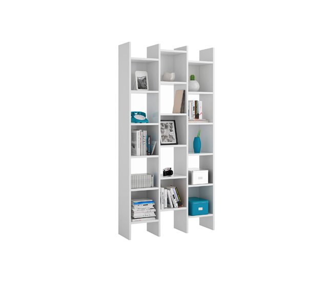 Conforama Dmanis Librería Librería Con 18 Estantes Estante Con Compartimentos Cuadrados Estante De Oficina Moderno 96x29h192 Cm Blanco