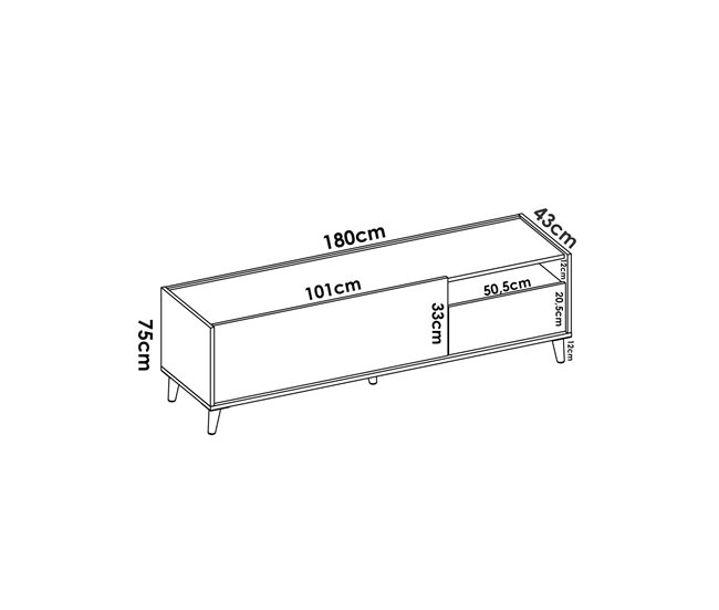 Conforama Dmill Mueble TV Aparador Bajo De Salón Aparador De Salón Para Televisión 155x43h47 Cm Roble Y Blanco