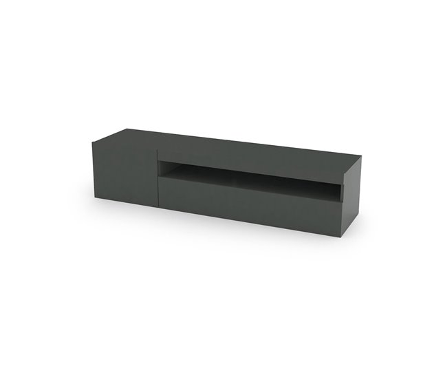 Conforama Dmontu Mueble TV Aparador bajo de salón Base para mueble para televisión 100% Made in Italy 150x40h37 cm Antracita Brillo