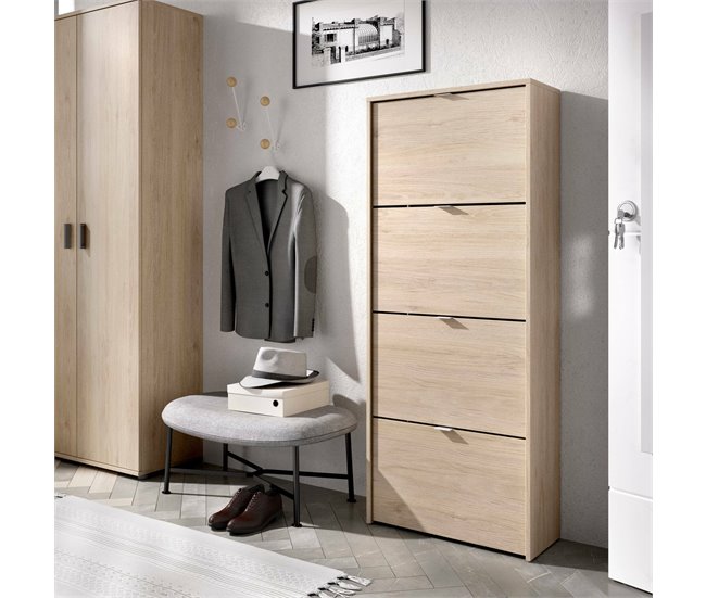 Conforama Dmurie Zapatero Zapatero De Entrada Que Ahorra Espacio Zapatero Con 4 Puertas Plegables 61x25h149 Cm Roble