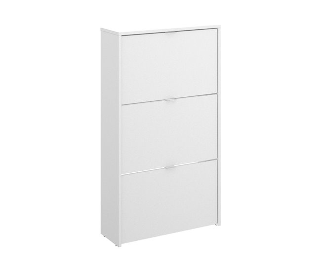 Conforama Dmurr Zapatero zapatero de entrada que ahorra espacio zapatero con 3 puertas plegables 61x25h113 cm Blanco