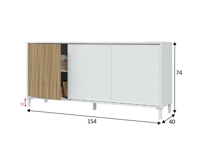 Conforama Dolivera Aparador Aparador De Salón Moderno Buffet De Salón De 3 Puertas 154x40h74 Cm Blanco