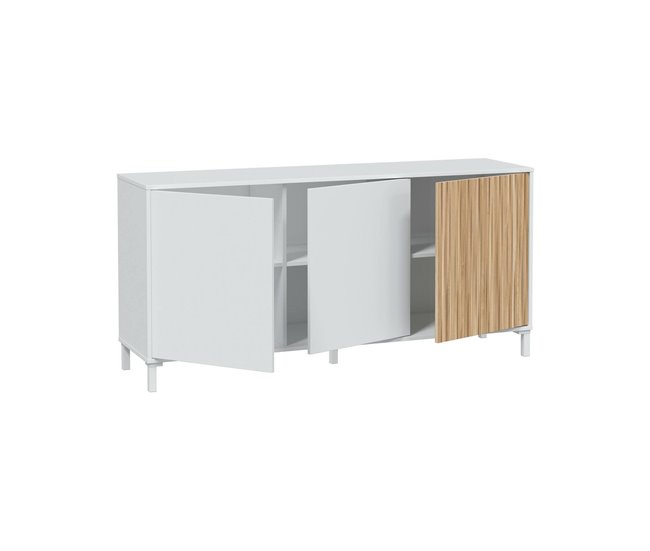 Conforama Dolivera Aparador Aparador de salón moderno buffet de salón de 3 puertas 154x40h74 cm Blanco