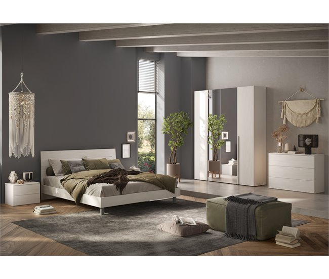 Conforama Dormitorio completo NAPOLI espejo color blanco