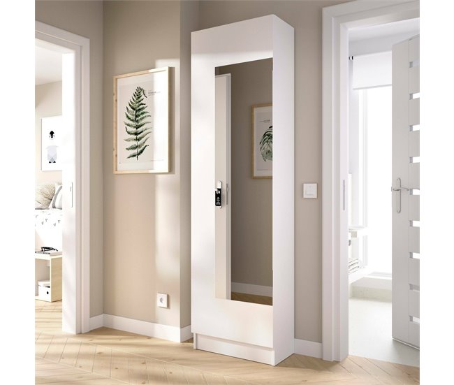 Conforama Dpagani Zapatero Zapatero De Entrada Que Ahorra Espacio Zapatero Con 1 Puerta Con Espejo 50x27h186 Cm Blanco