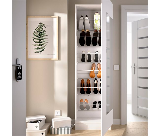 Conforama Dpagani Zapatero Zapatero De Entrada Que Ahorra Espacio Zapatero Con 1 Puerta Con Espejo 50x27h186 Cm Blanco
