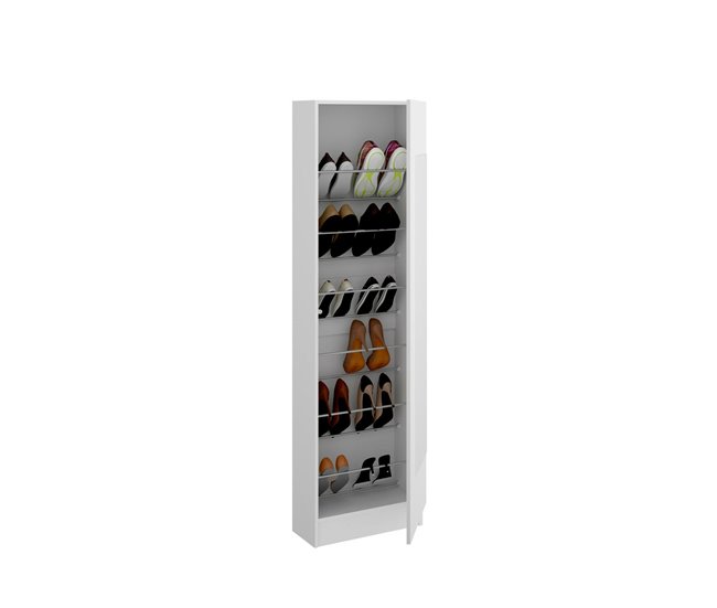 Conforama Dpagani Zapatero Zapatero De Entrada Que Ahorra Espacio Zapatero Con 1 Puerta Con Espejo 50x27h186 Cm Blanco