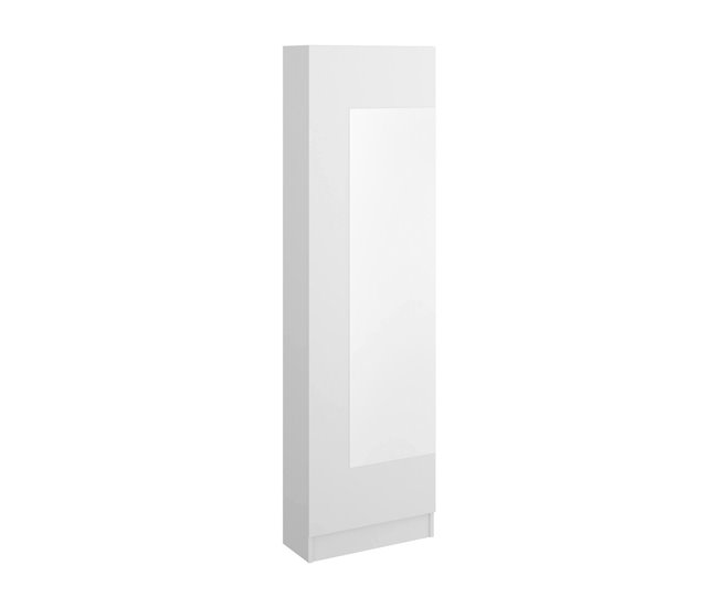 Conforama Dpagani zapatero Zapatero de entrada que ahorra espacio Zapatero con 1 puerta con espejo 50x27h186 cm Blanco