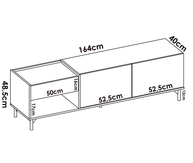 Conforama Dpandu Mueble TV Aparador Bajo De Salón Aparador De Salón Para Televisión 164x39h49 Cm Roble Nudoso Y Antracita