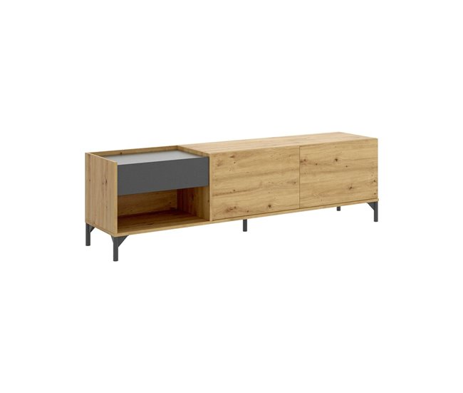 Conforama Dpandu Mueble TV Aparador bajo de salón Aparador de salón para televisión 164x39h49 cm Roble Nudoso y Antracita