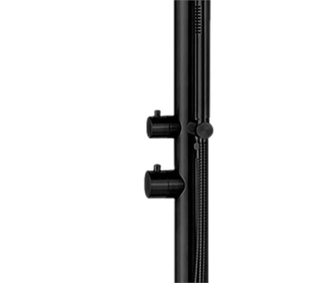 Conforama Ducha De Jardín Sined Alghero En Acero Negro Mate Ducha Con Mezclador Y Teleducha Cuerpo De Ducha Y Accesorios En Acero Inoxidable AISI 316L Ducha Para Uso Interior Y Exterior Entrada De Agua Caliente Y Fría Por La P