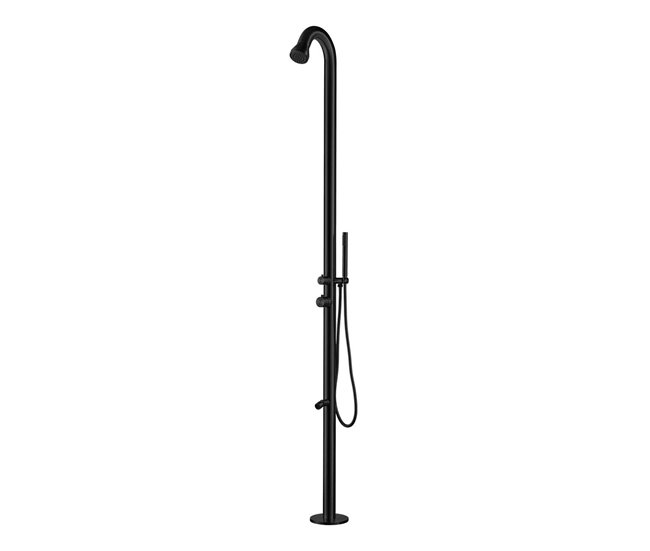 Conforama Ducha interior y exterior Sined Bosa de acero inoxidable Aisi 316L negro y grifería de acero inoxidable Aisi 316L Eje de 60 mm de diámetro con ducha superior y desviador para teleducha y lavapiés Ducha con entrada d