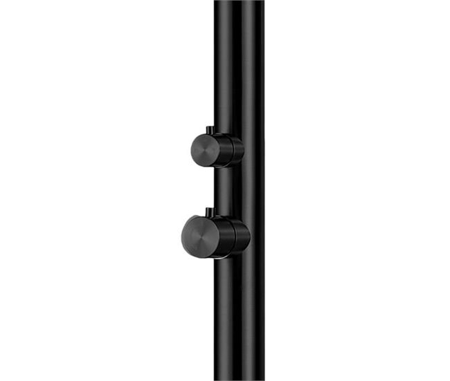 Conforama Ducha Sined Palau Negra Con Ducha De Diámetro 25cm Ducha Para Uso Interior Y Exterior Con Grifo Mezclador Y Lavapies Cuerpo Y Accesorios En Acero Inoxidable AISI 316L Acero Marino. Ducha Con Suministro De Agua Calient