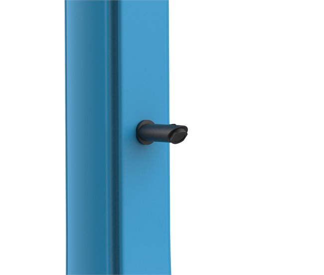 Conforama Ducha Solar AZUL Con Estructura Curvada En Polietileno HD Para Jardín Y Piscina Altura 226 6 Cm Ducha Redonda Diámetro 20 Cm Depósito 40 Litros Grifo Lavapiés Accesorios En Metal Negro. Filtro Anticalcáreo Y Funda