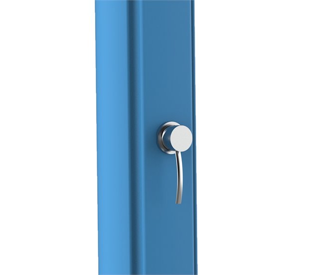 Conforama Ducha Solar Azul Modelo Rio XXL. Estructura Curvada De Polietileno HD Ideal Para Jardín Piscina Y Actividades Al Aire Libre. Altura 226 Cm Ducha Redonda Diámetro 15 Cm Depósito 40 Litros Con Lavapies Accesorios Y Gr