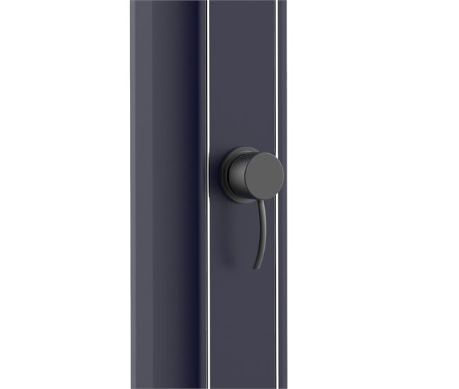 Conforama Ducha Solar Ecológica DAFNE BLUE Con Rociador Redondo De 20 Cm Mezclador Y Grifo De Pie Ducha Con Estructura De Aluminio Curvada Para Uso Exterior. Depósito De 35 Litros 220 Cm De Altura. Apto Para Piscina Jardín Be