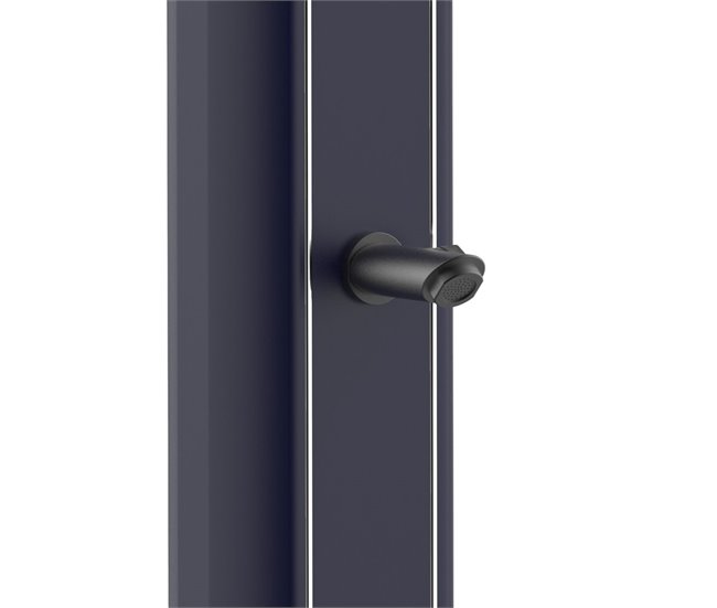Conforama Ducha Solar Ecológica DAFNE BLUE Con Rociador Redondo De 20 Cm Mezclador Y Grifo De Pie Ducha Con Estructura De Aluminio Curvada Para Uso Exterior. Depósito De 35 Litros 220 Cm De Altura. Apto Para Piscina Jardín Be