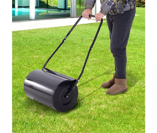Conforama DURHAND Rodillo De Césped De Jardín Apisonadora De Césped De Acero 38L Llena De Agua O Arena Medida De Rodillo Φ50x32cm Asa Desmontable