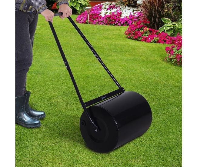 Conforama DURHAND Rodillo De Césped De Jardín Apisonadora De Césped De Acero 30L Llena De Agua O Arena Medida De Rodillo Φ32x40cm Asa Desmontable