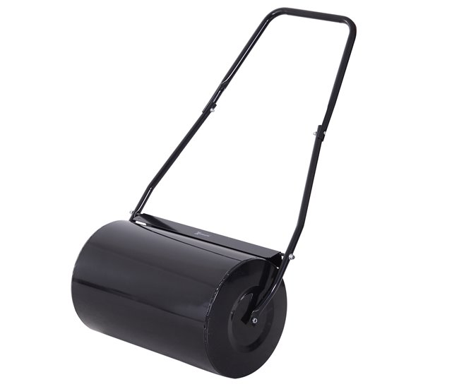Conforama DURHAND Rodillo de Césped de Jardín Apisonadora de Césped de Acero 38L Llena de Agua o Arena Medida de Rodillo Φ50x32cm Asa Desmontable