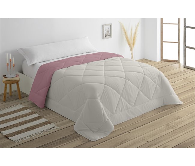 Conforama Edredón BICOLOR Cama 90cm Color Berenjena Y Hueso