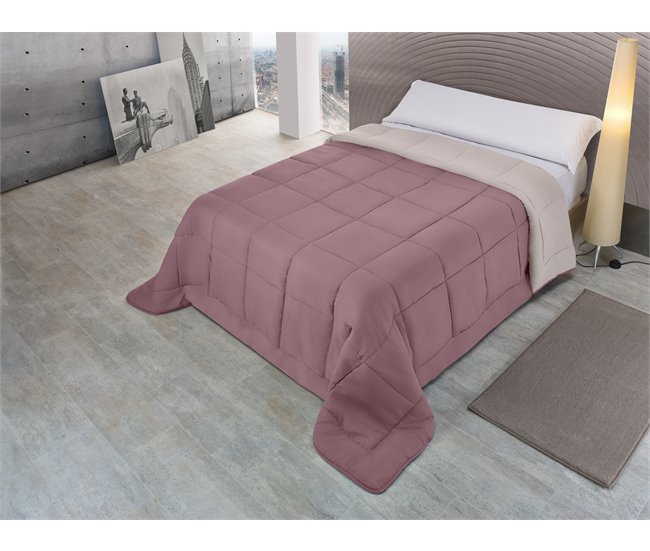 Conforama Edredón BICOLOR cama 90cm color berenjena y hueso