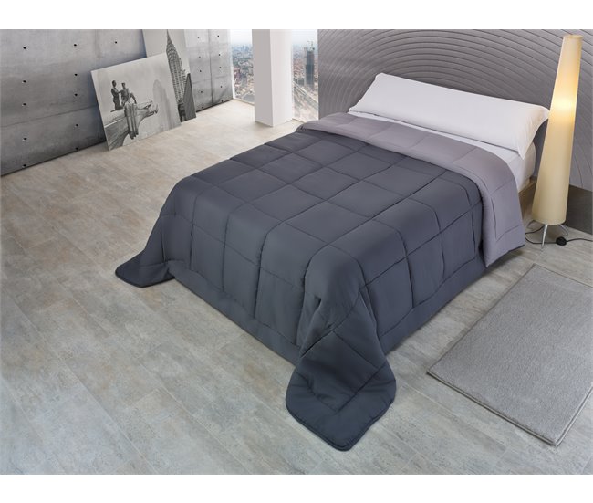 Conforama Edredón BICOLOR cama 90cm color gris y gris soscuro